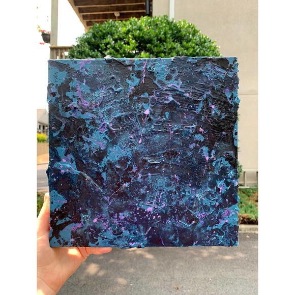 Original Abstract Blue and Black Painting | Unique Abstract Blue Wall Décor - Picture 3 of 9